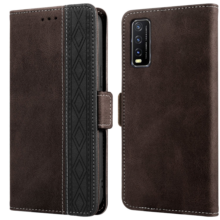 For vivo Y20 Stitching Side-Magnetic RFID Leather Phone Case
