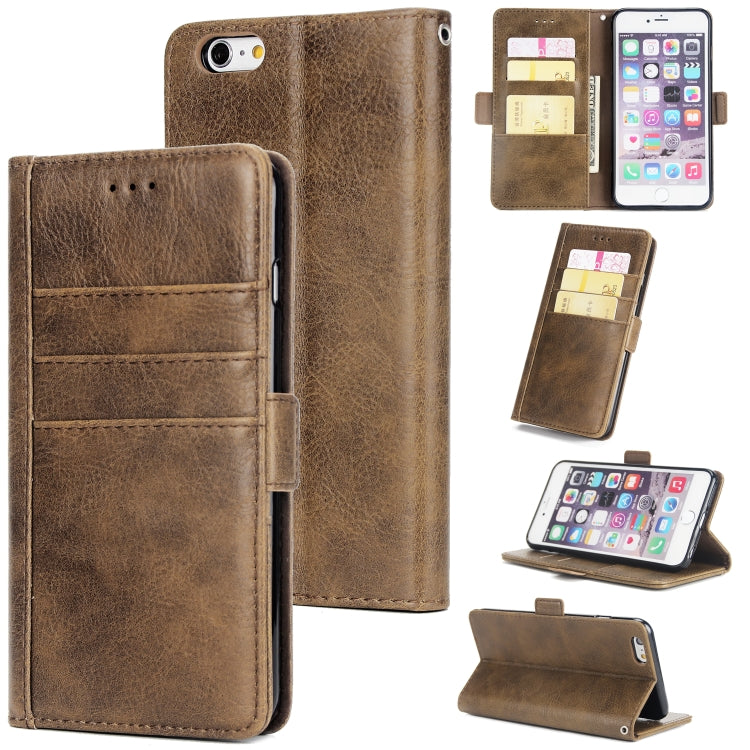 For iPhone 6s & 6 External Three Card Slots Leather Texture Horizontal Flip TPU + PU Case, with Card Slots & Holder & Wallet