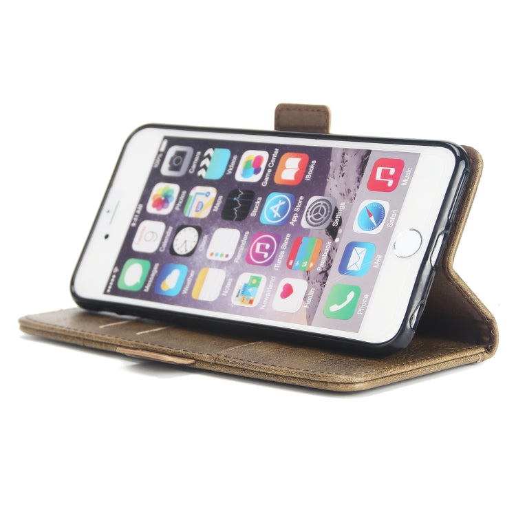 For iPhone 6s Plus & 6 Plus External Three Card Slots Leather Texture Horizontal Flip TPU + PU Case, with Card Slots & Holder & Wallet