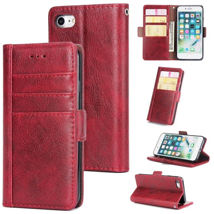 For iPhone SE 2020 & 8 & 7 External Three Card Slots Leather Texture Horizontal Flip TPU + PU Case, with Card Slots & Holder & Wallet