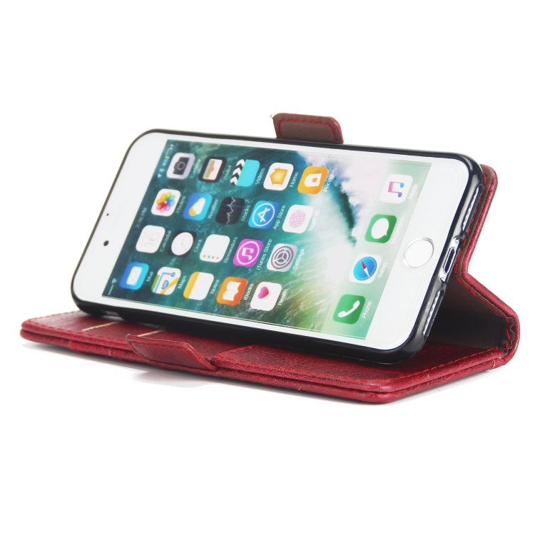 For iPhone SE 2020 & 8 & 7 External Three Card Slots Leather Texture Horizontal Flip TPU + PU Case, with Card Slots & Holder & Wallet