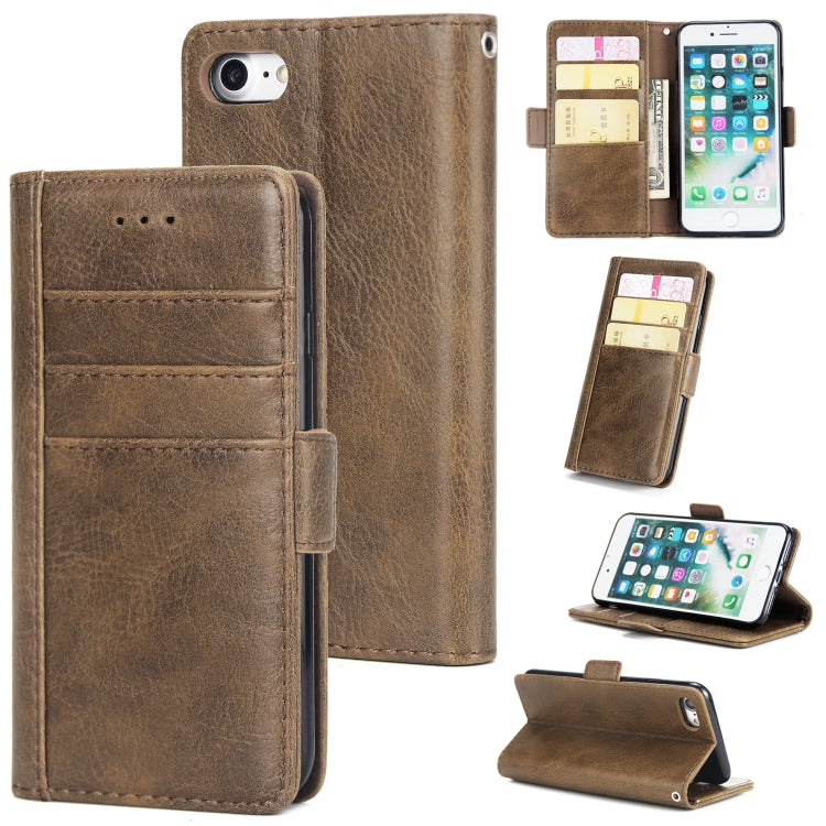 For iPhone SE 2020 & 8 & 7 External Three Card Slots Leather Texture Horizontal Flip TPU + PU Case, with Card Slots & Holder & Wallet