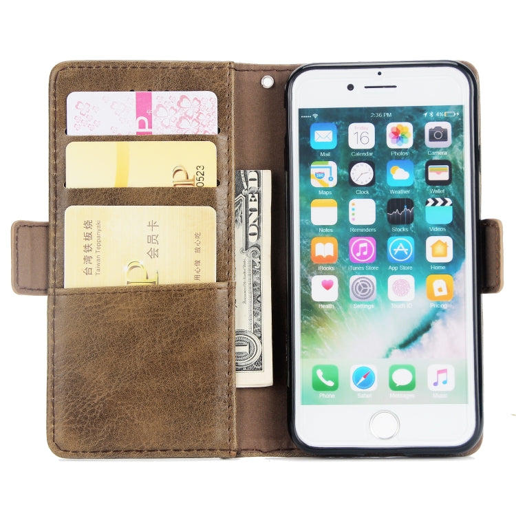 For iPhone SE 2020 & 8 & 7 External Three Card Slots Leather Texture Horizontal Flip TPU + PU Case, with Card Slots & Holder & Wallet
