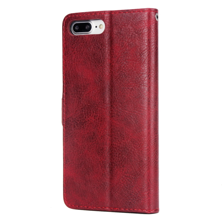 For iPhone 8 Plus & 7 Plus External Three Card Slots Leather Texture Horizontal Flip TPU + PU Case, with Card Slots & Holder & Wallet