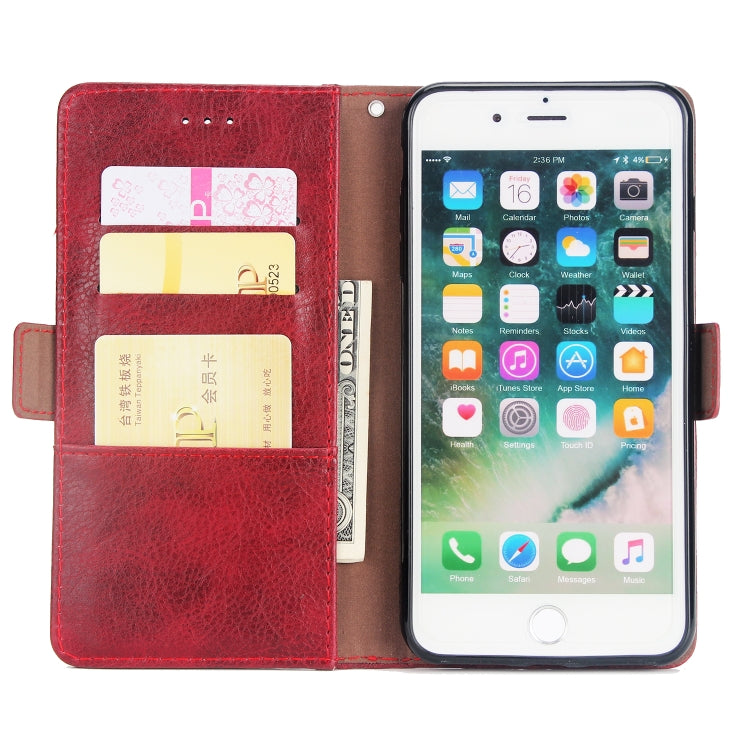 For iPhone 8 Plus & 7 Plus External Three Card Slots Leather Texture Horizontal Flip TPU + PU Case, with Card Slots & Holder & Wallet
