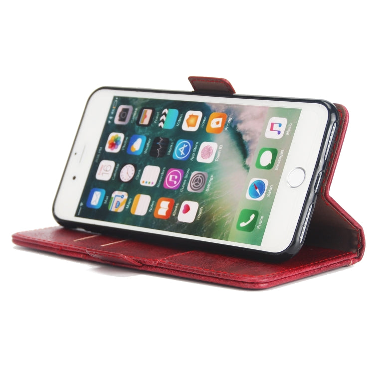 For iPhone 8 Plus & 7 Plus External Three Card Slots Leather Texture Horizontal Flip TPU + PU Case, with Card Slots & Holder & Wallet