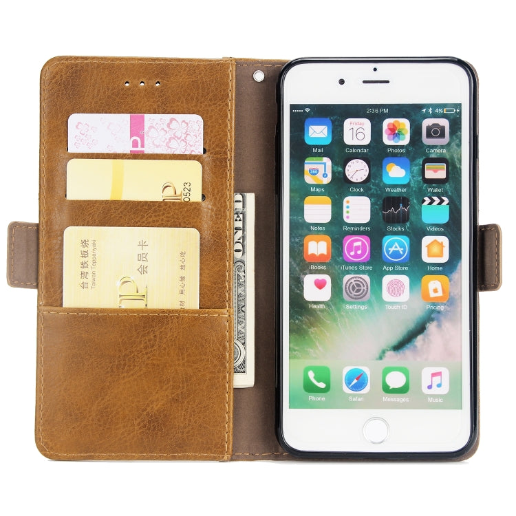 For iPhone 8 Plus & 7 Plus External Three Card Slots Leather Texture Horizontal Flip TPU + PU Case, with Card Slots & Holder & Wallet