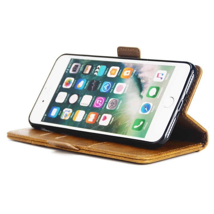 For iPhone 8 Plus & 7 Plus External Three Card Slots Leather Texture Horizontal Flip TPU + PU Case, with Card Slots & Holder & Wallet