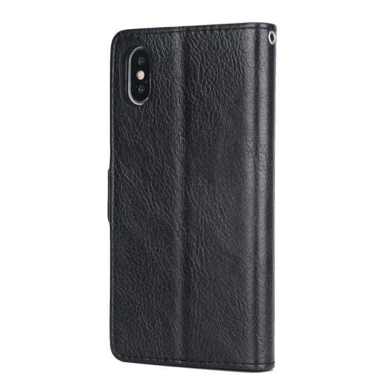For iPhone X / XS External Three Card Slots Leather Texture Horizontal Flip TPU + PU Case, with Card Slots & Holder & Wallet