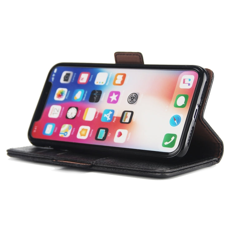 For iPhone X / XS External Three Card Slots Leather Texture Horizontal Flip TPU + PU Case, with Card Slots & Holder & Wallet