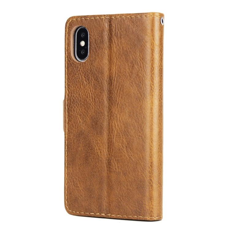 For iPhone X / XS External Three Card Slots Leather Texture Horizontal Flip TPU + PU Case, with Card Slots & Holder & Wallet