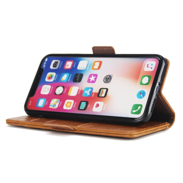 For iPhone X / XS External Three Card Slots Leather Texture Horizontal Flip TPU + PU Case, with Card Slots & Holder & Wallet