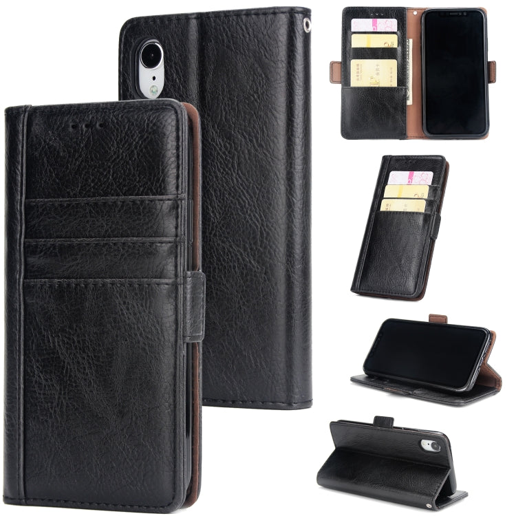 For iPhone XR External Three Card Slots Leather Texture Horizontal Flip TPU + PU Case with Card Slots & Holder & Wallet