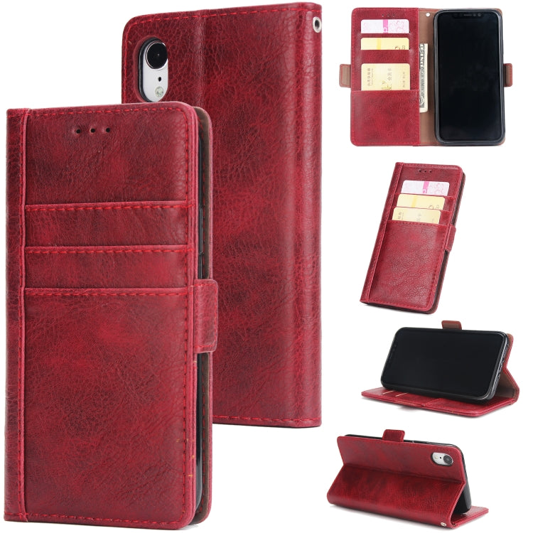For iPhone XR External Three Card Slots Leather Texture Horizontal Flip TPU + PU Case with Card Slots & Holder & Wallet