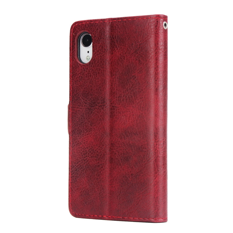 For iPhone XR External Three Card Slots Leather Texture Horizontal Flip TPU + PU Case with Card Slots & Holder & Wallet