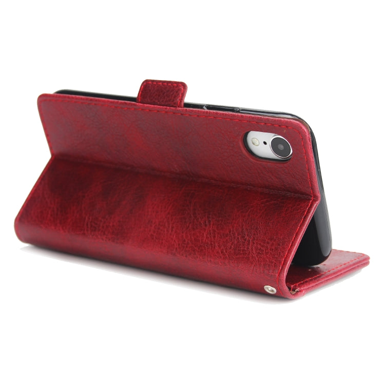 For iPhone XR External Three Card Slots Leather Texture Horizontal Flip TPU + PU Case with Card Slots & Holder & Wallet