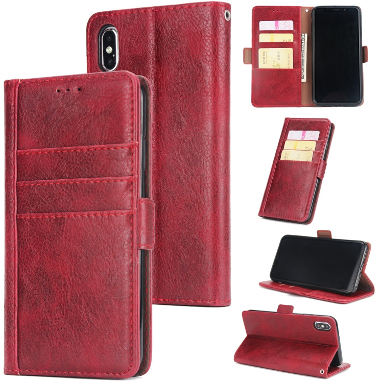 For iPhone XS Max External Three Card Slots Leather Texture Horizontal Flip TPU + PU Case, with Card Slots & Holder & Wallet
