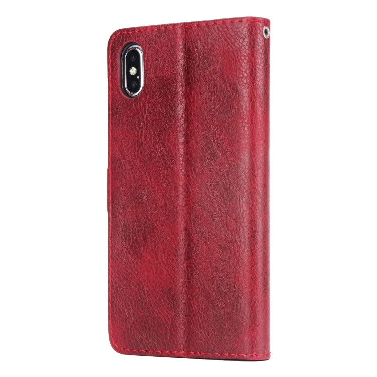 For iPhone XS Max External Three Card Slots Leather Texture Horizontal Flip TPU + PU Case, with Card Slots & Holder & Wallet