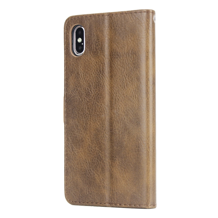 For iPhone XS Max External Three Card Slots Leather Texture Horizontal Flip TPU + PU Case, with Card Slots & Holder & Wallet