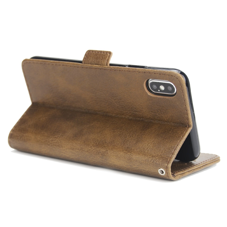 For iPhone XS Max External Three Card Slots Leather Texture Horizontal Flip TPU + PU Case, with Card Slots & Holder & Wallet