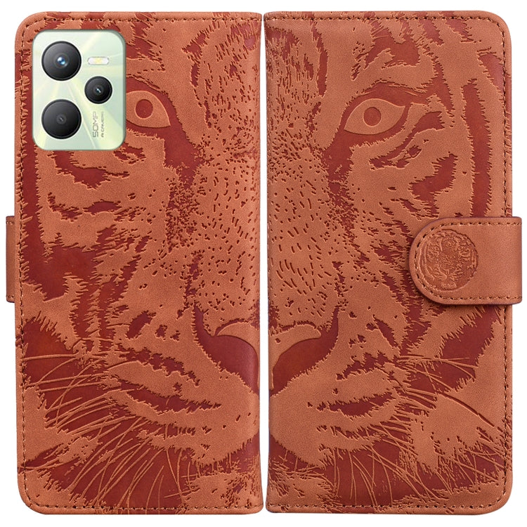 For OPPO Realme C35 Tiger Embossing Pattern Leather Phone Case