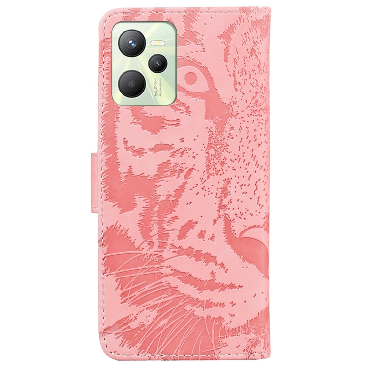 For OPPO Realme C35 Tiger Embossing Pattern Leather Phone Case