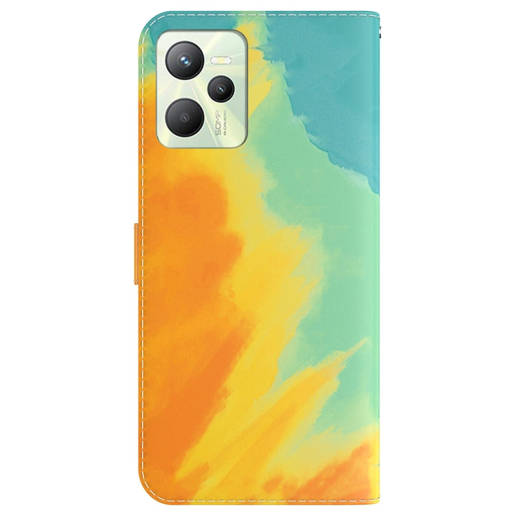 For OPPO Realme C35 Watercolor Pattern Horizontal Flip Leather Phone Case