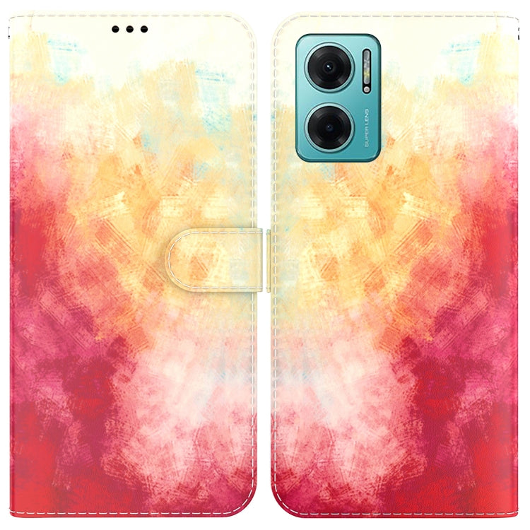 For Xiaomi Redmi Note 11E / Redmi 10 5G Watercolor Pattern Horizontal Flip Leather Phone Case
