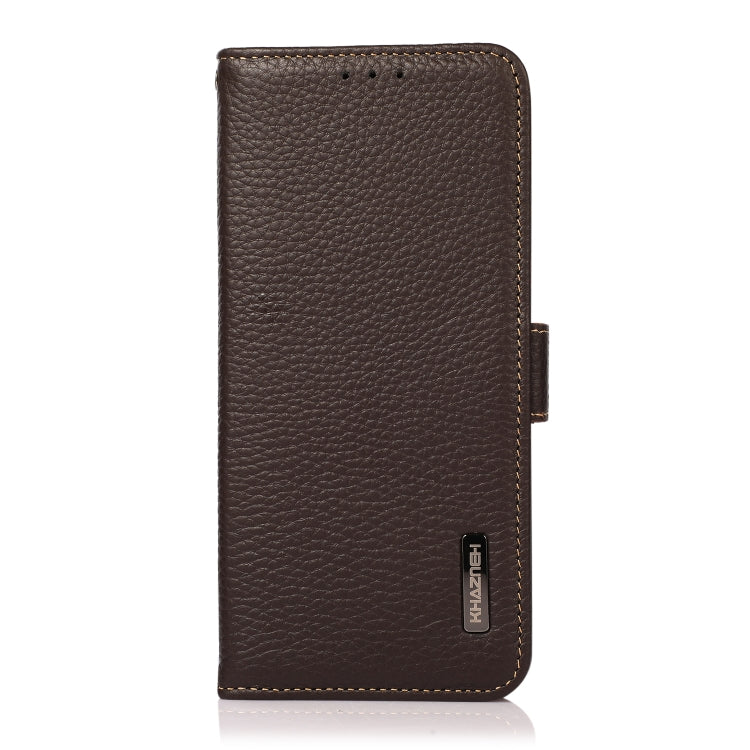 For vivo Y75 5G KHAZNEH Side-Magnetic Litchi Genuine Leather RFID Phone Case