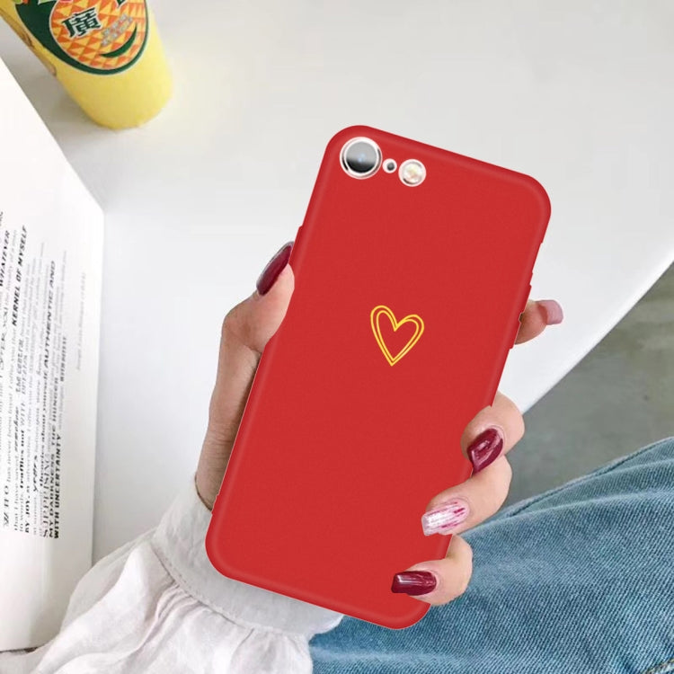 For iPhone 6s / 6 Golden Love-heart Pattern Colorful Frosted TPU Phone Protective Case