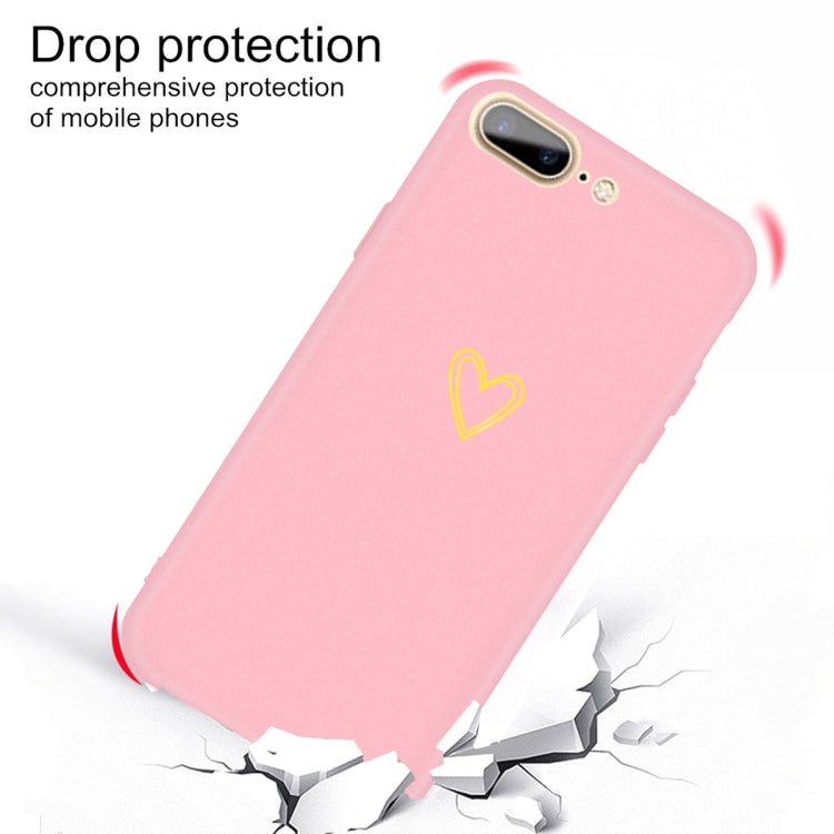 For iPhone 8 Plus / 7 Plus Golden Love-heart Pattern Colorful Frosted TPU Phone Protective Case