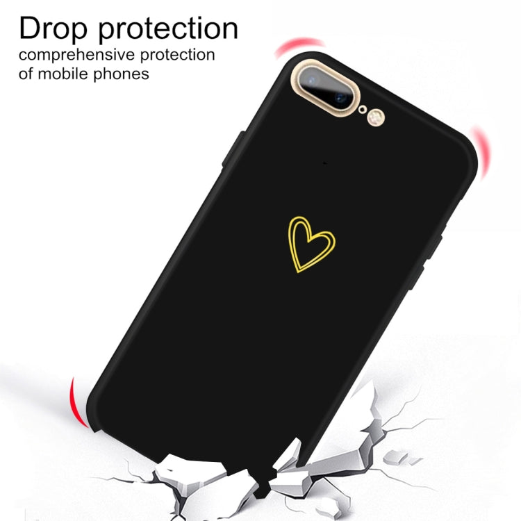 For iPhone 8 Plus / 7 Plus Golden Love-heart Pattern Colorful Frosted TPU Phone Protective Case