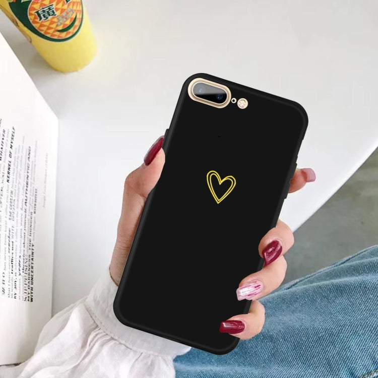 For iPhone 8 Plus / 7 Plus Golden Love-heart Pattern Colorful Frosted TPU Phone Protective Case