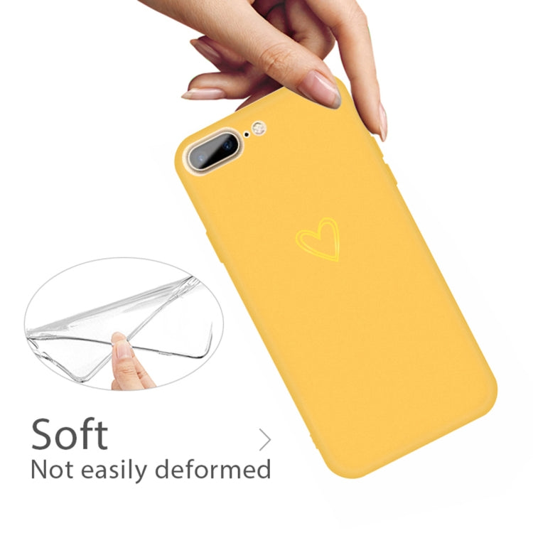 For iPhone 8 Plus / 7 Plus Golden Love-heart Pattern Colorful Frosted TPU Phone Protective Case