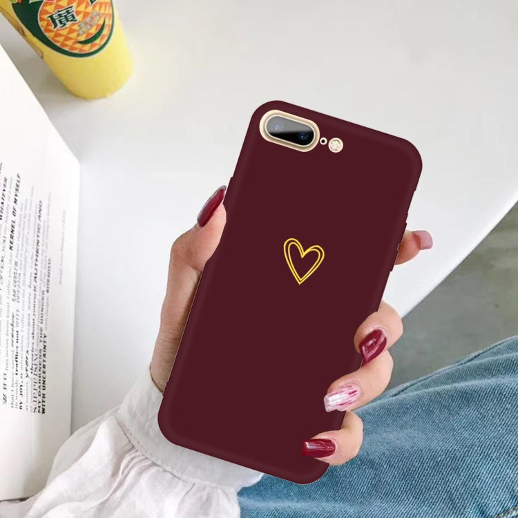 For iPhone 8 Plus / 7 Plus Golden Love-heart Pattern Colorful Frosted TPU Phone Protective Case