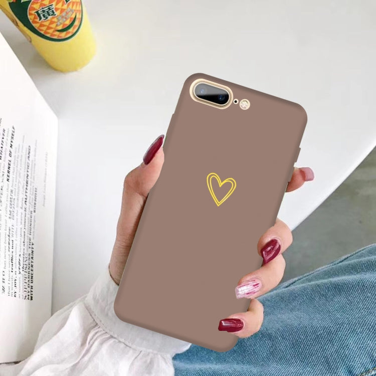 For iPhone 8 Plus / 7 Plus Golden Love-heart Pattern Colorful Frosted TPU Phone Protective Case