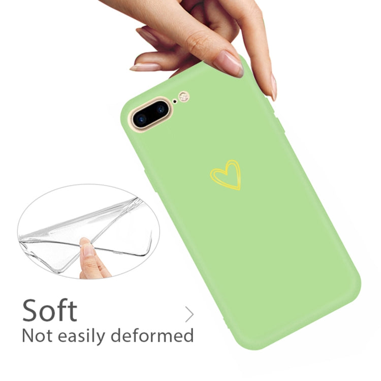 For iPhone 8 Plus / 7 Plus Golden Love-heart Pattern Colorful Frosted TPU Phone Protective Case
