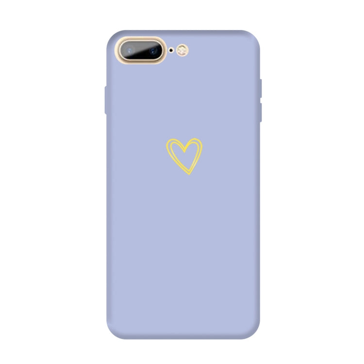 For iPhone 8 Plus / 7 Plus Golden Love-heart Pattern Colorful Frosted TPU Phone Protective Case