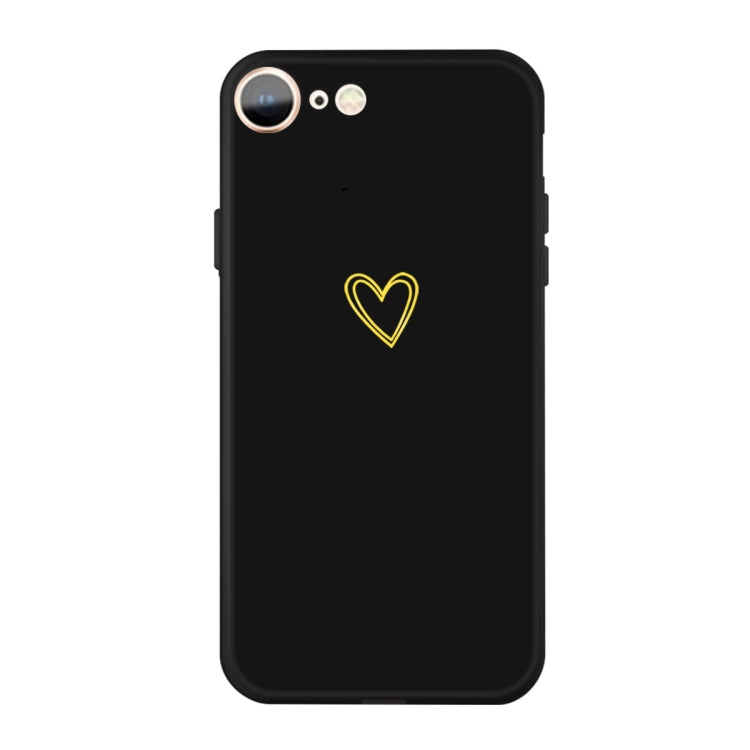 For iPhone SE 2022 / SE 2020 / 8 / 7 Golden Love-heart Pattern Colorful Frosted TPU Phone Protective Case
