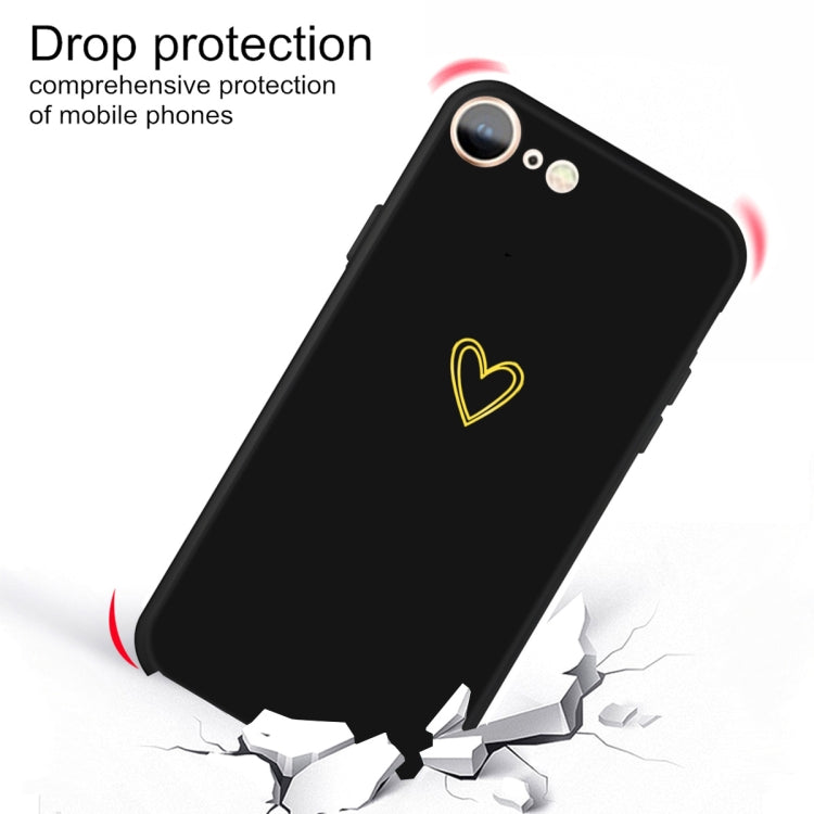 For iPhone SE 2022 / SE 2020 / 8 / 7 Golden Love-heart Pattern Colorful Frosted TPU Phone Protective Case