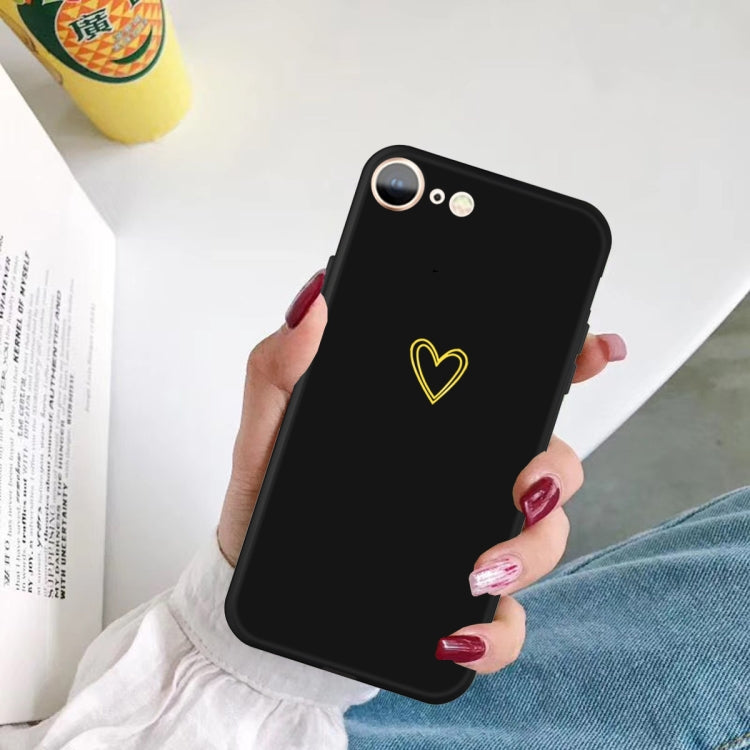 For iPhone SE 2022 / SE 2020 / 8 / 7 Golden Love-heart Pattern Colorful Frosted TPU Phone Protective Case