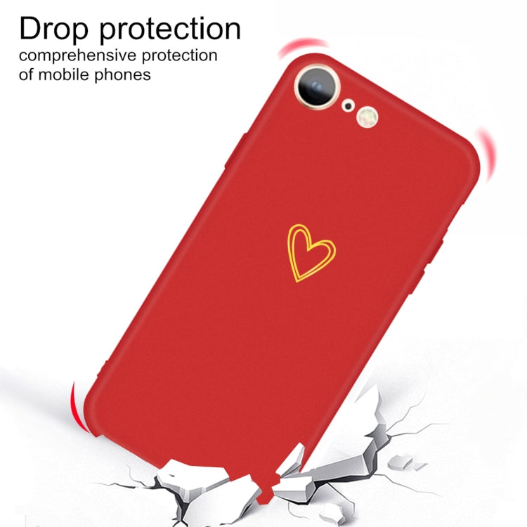 For iPhone SE 2022 / SE 2020 / 8 / 7 Golden Love-heart Pattern Colorful Frosted TPU Phone Protective Case