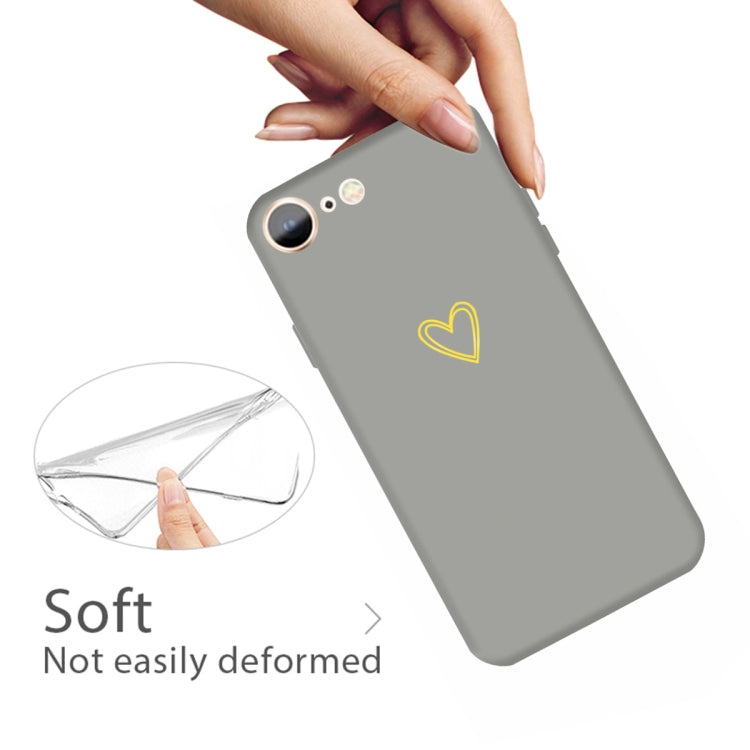 For iPhone SE 2022 / SE 2020 / 8 / 7 Golden Love-heart Pattern Colorful Frosted TPU Phone Protective Case