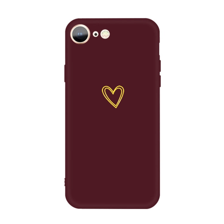 For iPhone SE 2022 / SE 2020 / 8 / 7 Golden Love-heart Pattern Colorful Frosted TPU Phone Protective Case