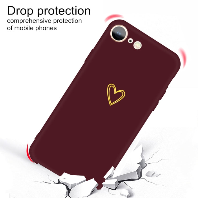 For iPhone SE 2022 / SE 2020 / 8 / 7 Golden Love-heart Pattern Colorful Frosted TPU Phone Protective Case