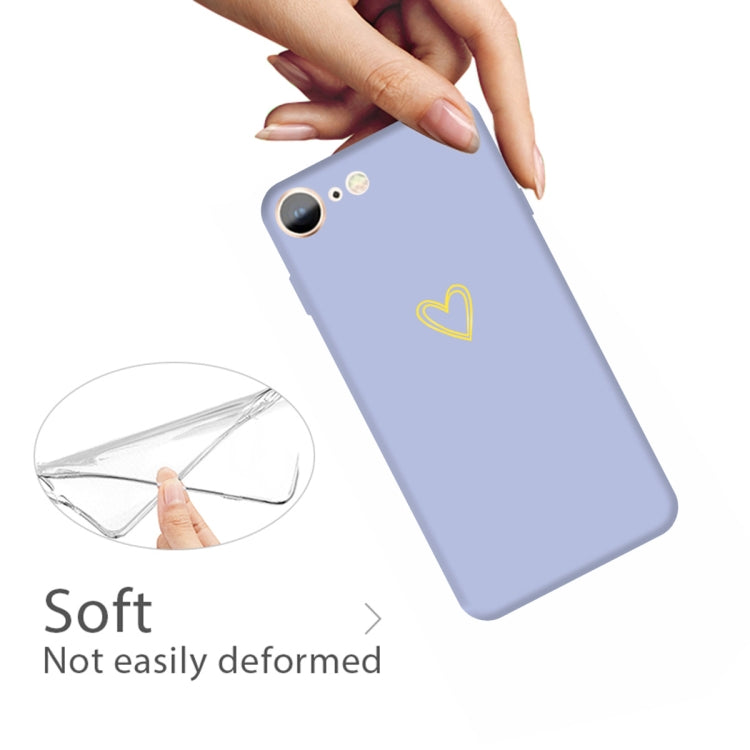 For iPhone SE 2022 / SE 2020 / 8 / 7 Golden Love-heart Pattern Colorful Frosted TPU Phone Protective Case