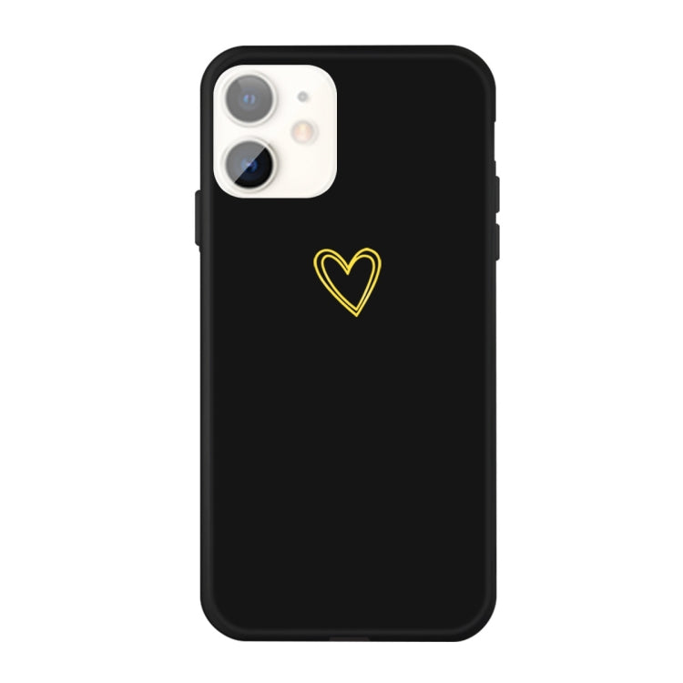 For iPhone 11 Golden Love-heart Pattern Colorful Frosted TPU Phone Protective Case