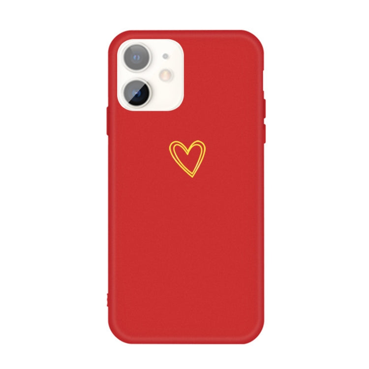 For iPhone 11 Golden Love-heart Pattern Colorful Frosted TPU Phone Protective Case
