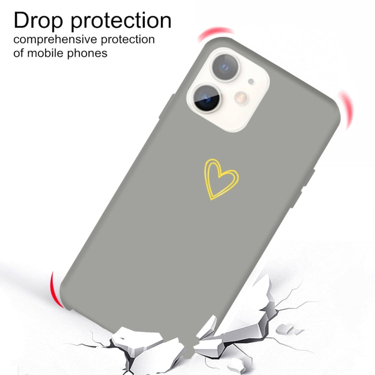 For iPhone 11 Golden Love-heart Pattern Colorful Frosted TPU Phone Protective Case