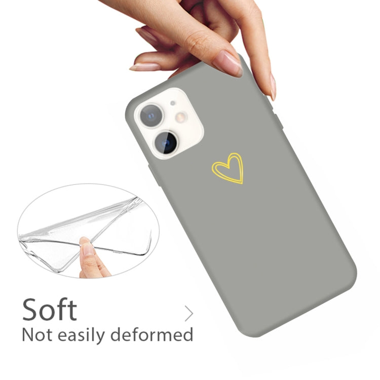 For iPhone 11 Golden Love-heart Pattern Colorful Frosted TPU Phone Protective Case